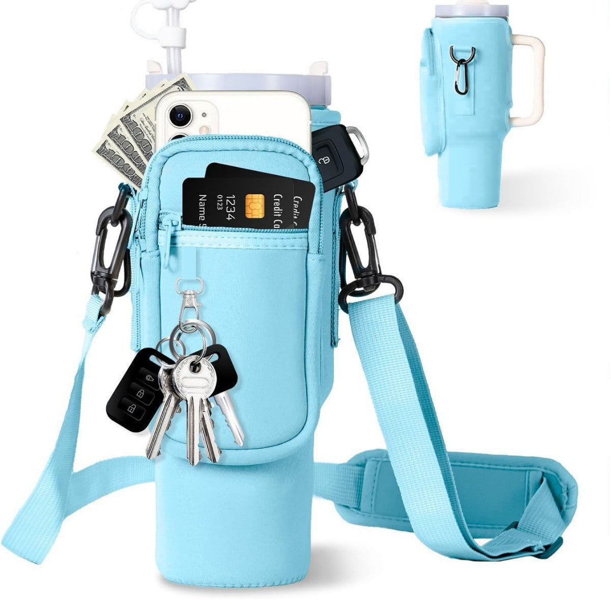 Borsa a tracolla regolabile con portabicchiere termico per 40 oz