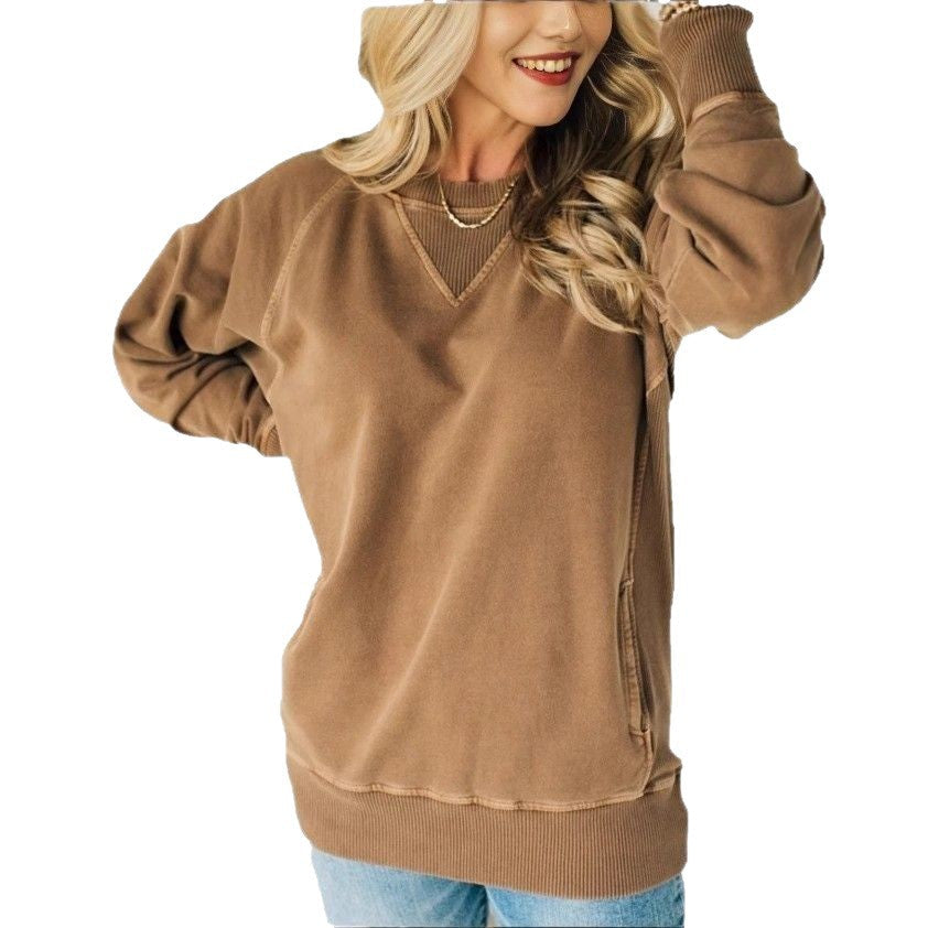 Maglia a coste con tasche da donna