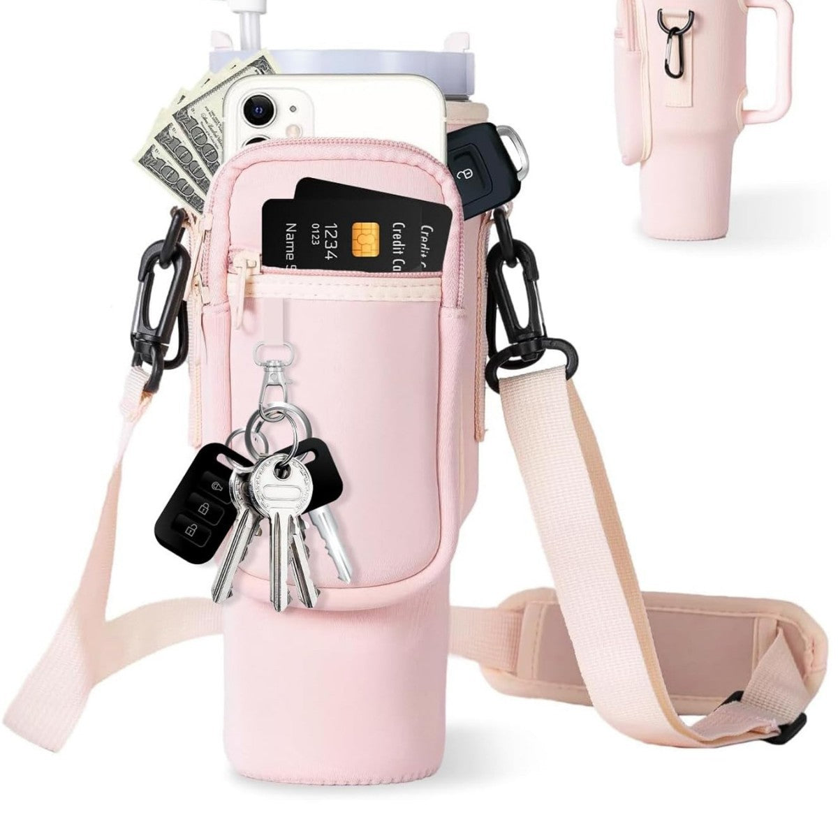 Borsa a tracolla regolabile con portabicchiere termico per 40 oz