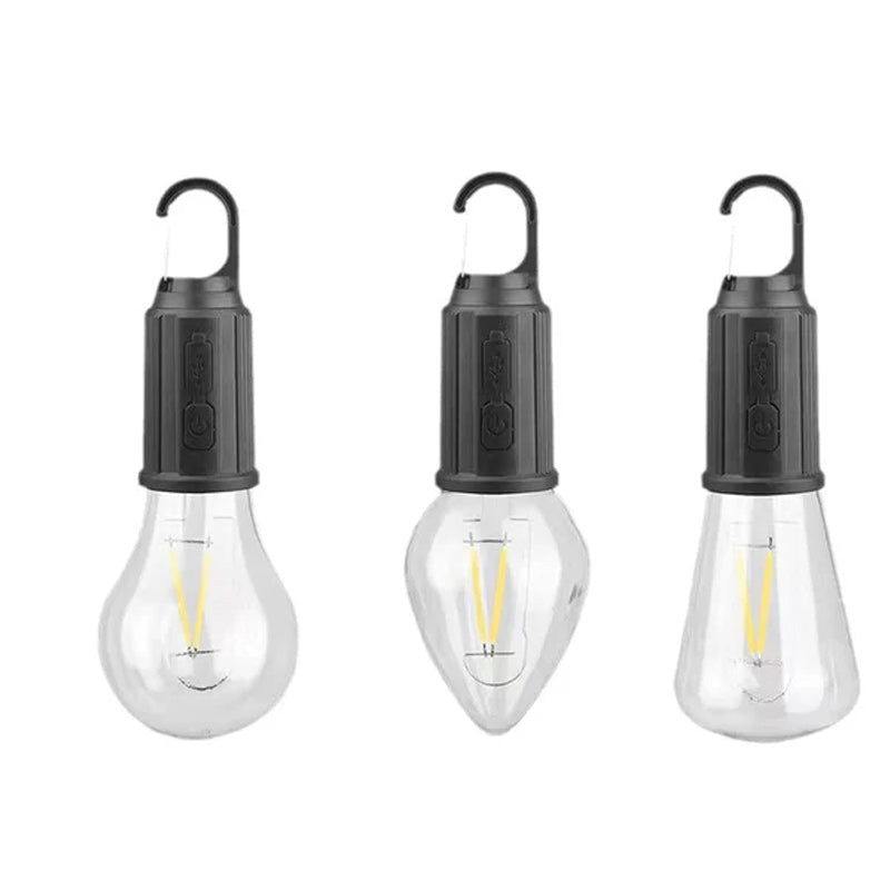 Lampada da campeggio all'aperto appesa con ricarica Type-C a lampadina retrò