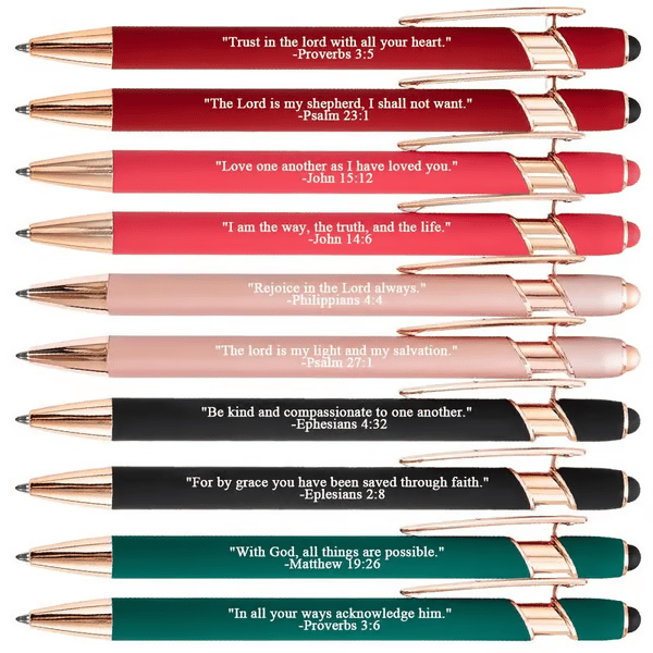 ❤️🙌Trova la forza quotidiana: Penne Premium con versi biblici di conforto - 10 pezzi (set regalo)
