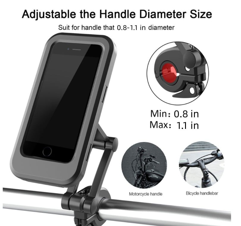 Supporto impermeabile per telefono per biciclette e motociclette