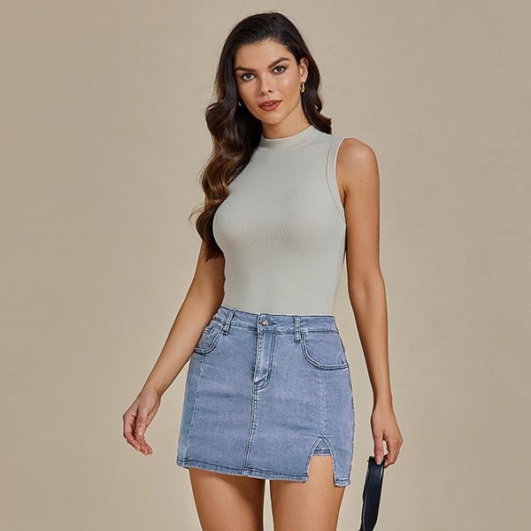 πβ¨ Gonna a vita alta da donna in denim - sensazione di minigonna con comfort da pantaloncini!π₯π
