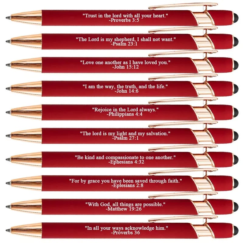 ❤️🙌Trova la forza quotidiana: Penne Premium con versi biblici di conforto - 10 pezzi (set regalo)
