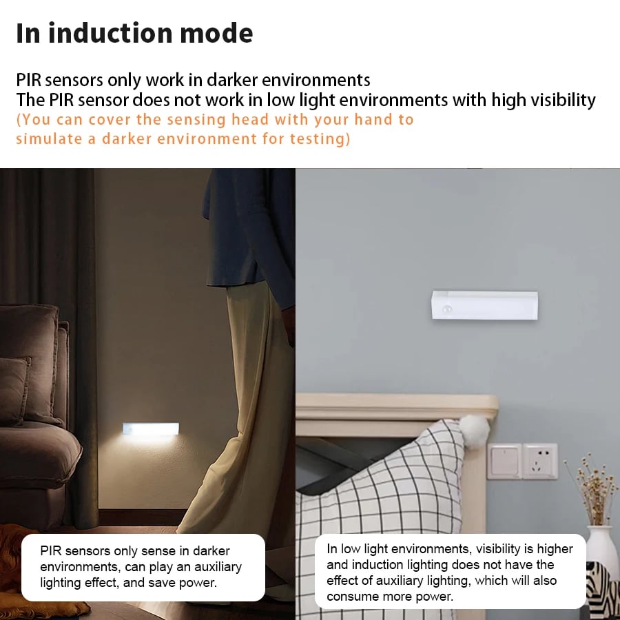 Luci LED ricaricabili magnetiche con sensore intelligente e senza punzonatura