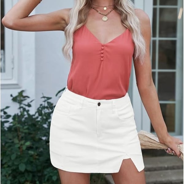 πβ¨ Gonna a vita alta da donna in denim - sensazione di minigonna con comfort da pantaloncini!π₯π