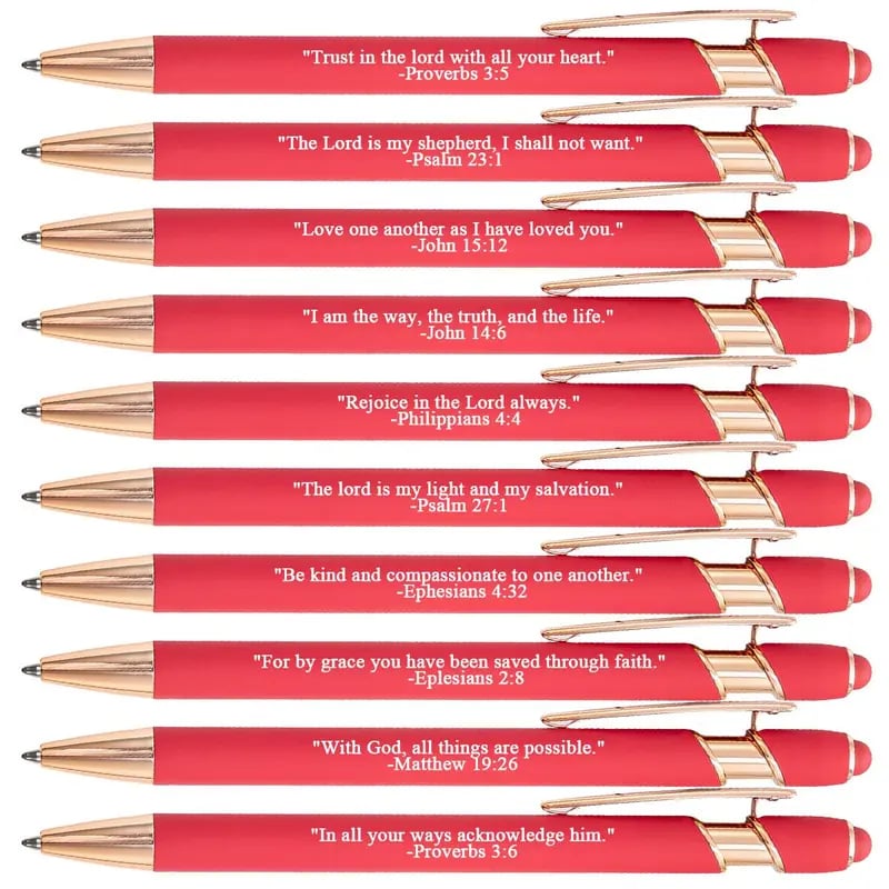 ❤️🙌Trova la forza quotidiana: Penne Premium con versi biblici di conforto - 10 pezzi (set regalo)