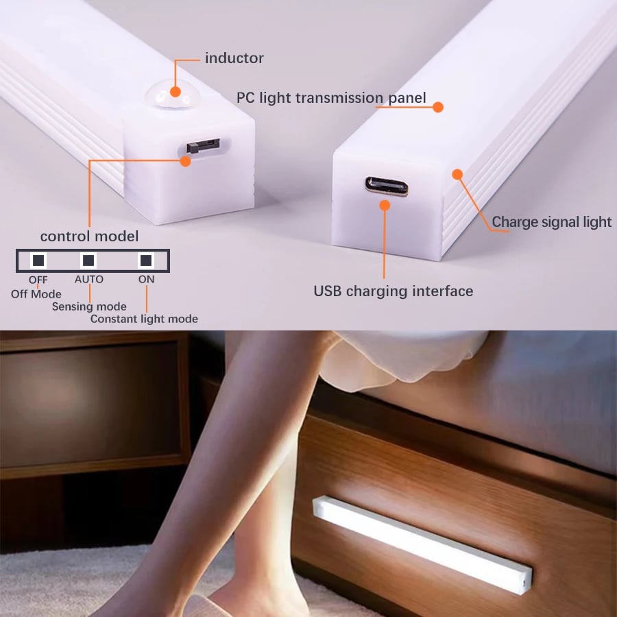 Luci LED ricaricabili magnetiche con sensore intelligente e senza punzonatura