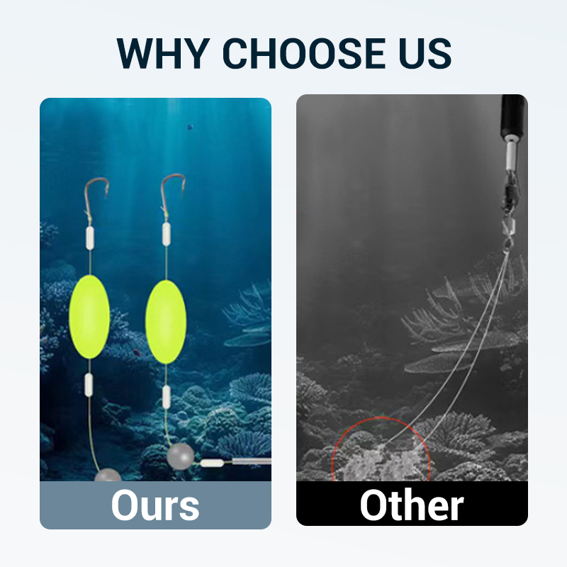 Attrezzatura da pesca con doppio amo e fondo rovesciato