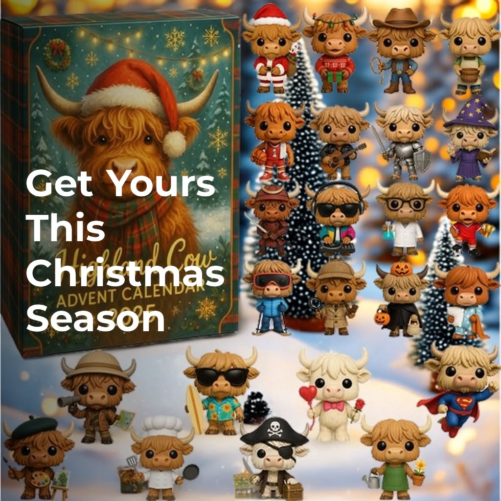 Calendario dell'Avvento Highland Cow 2025 ๐ฎ๐--24 giorni di sorprese