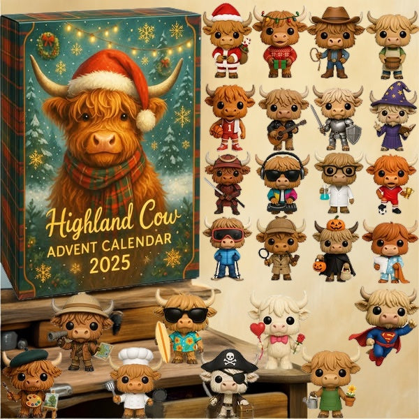 Calendario dell'Avvento Highland Cow 2025 ๐ฎ๐--24 giorni di sorprese