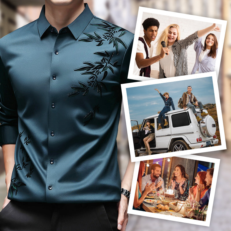 Camicie da uomo con stampa addensata e risvolto button down