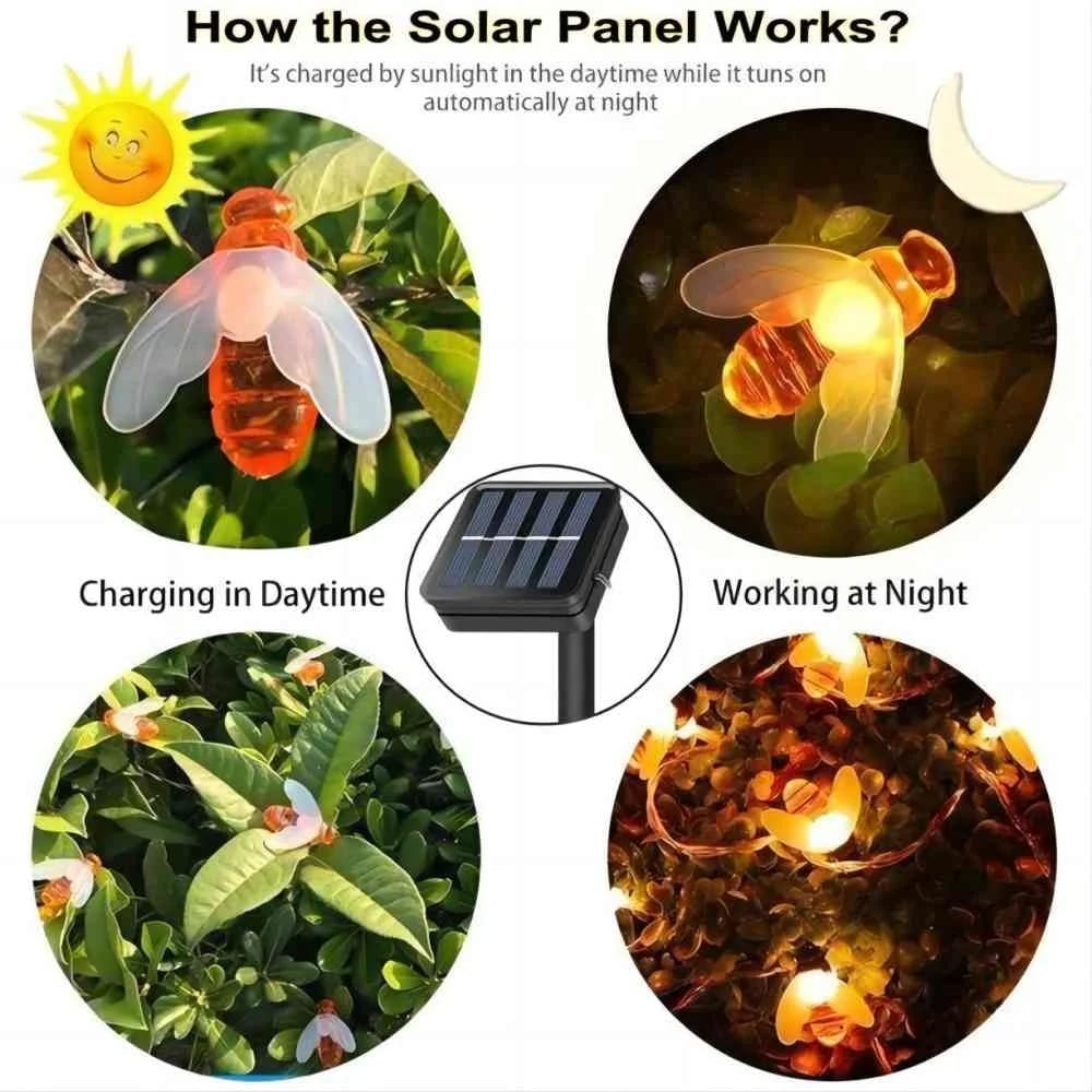 🐝Catene luminose a LED alimentate da pannelli solari