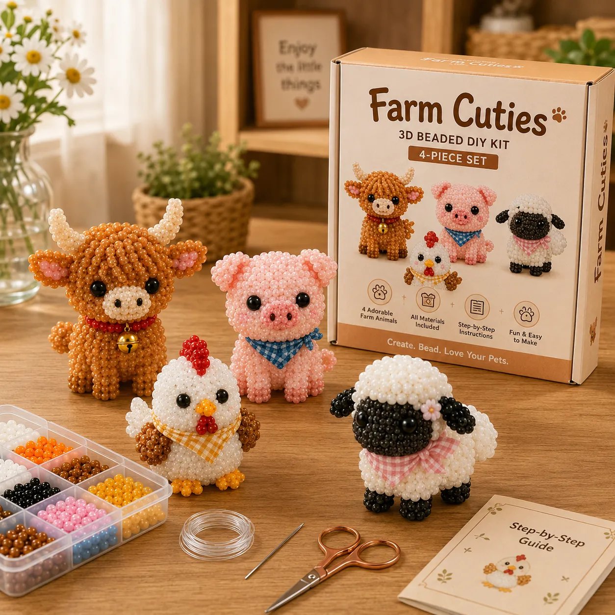 🧵✨ Kit fai da te per creare piccoli animaletti in 3D con perline