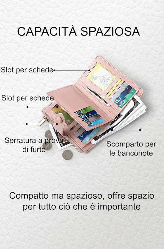 Portafoglio a vapore con zip in pelle