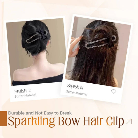 Elegante fermaglio per capelli nero con fiocco scintillante