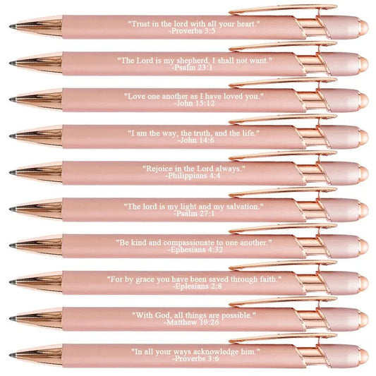 ❤️🙌Trova la forza quotidiana: Penne Premium con versi biblici di conforto - 10 pezzi (set regalo)