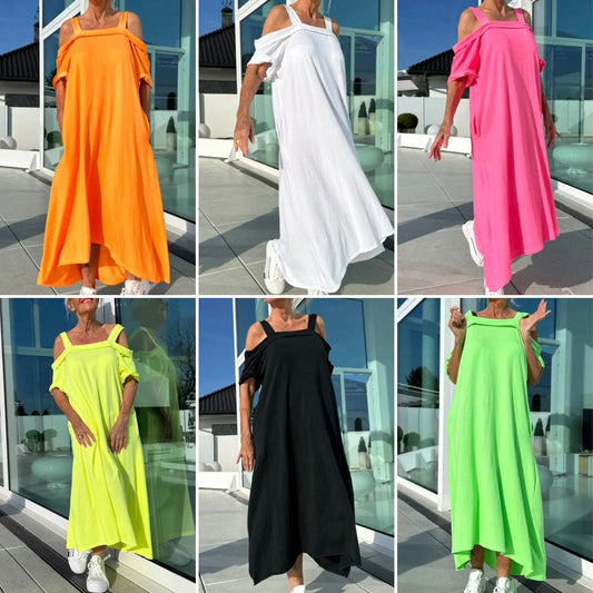 🌴Maxi abito donna casual a spalla fredda