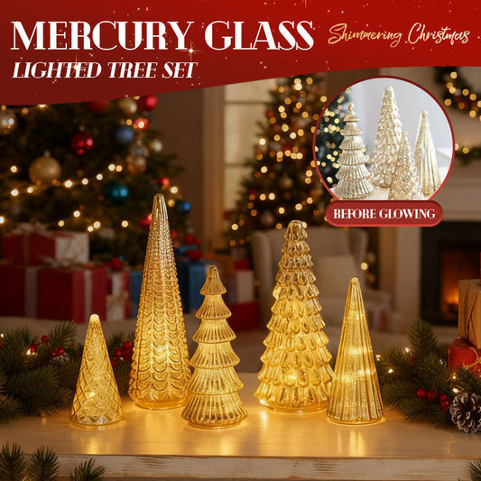 ✨ Natale scintillante – set con albero di Natale illuminato in vetro mercurio ✨