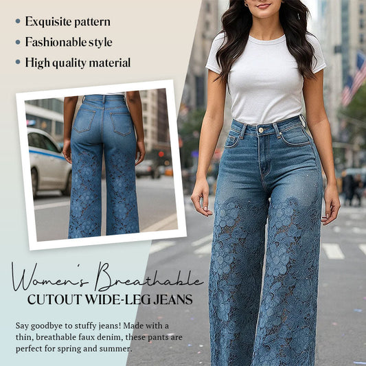 Jeans donna traspiranti con ritaglio a gamba larga