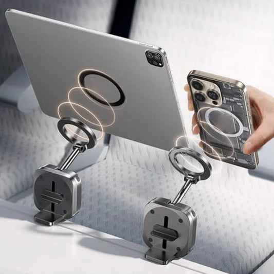 Sammenleggbart, uttrekkbart, roterende, magnetisk telefonstativ for reiser