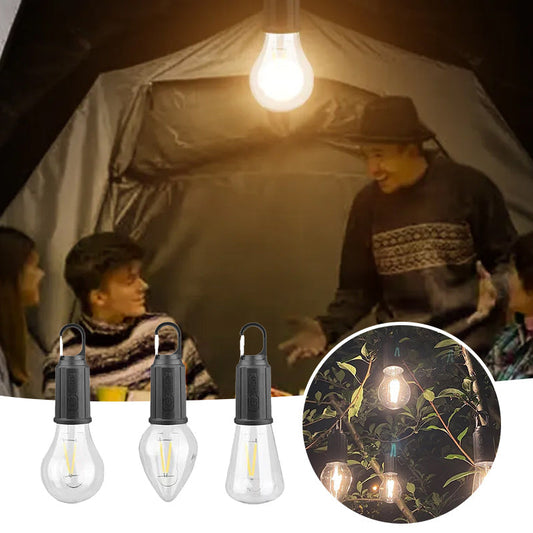 Lampada da campeggio all'aperto appesa con ricarica Type-C a lampadina retrò