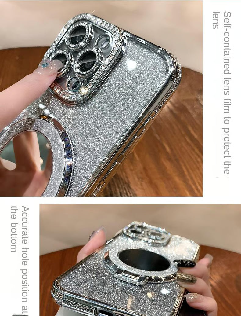 📲✨Custodia protettiva per specchio trucco con glitter sfumato