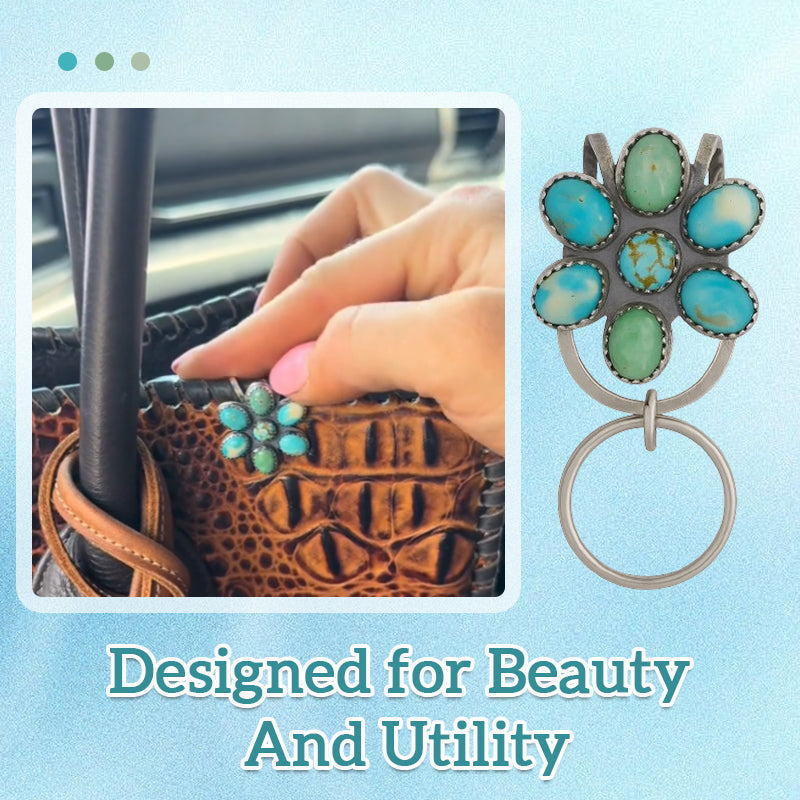 🌼 Portachiavi con clip per borsa Turquoise Bloom – Trova le tue chiavi con stile