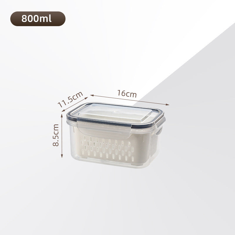 Scatola per la conservazione degli alimenti trasparente per la casa, con cestello di scarico incluso