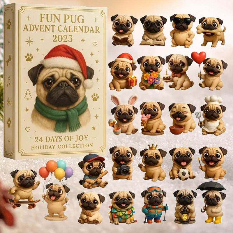 🐾🎄 Divertente calendario dell'Avvento Pug 2025