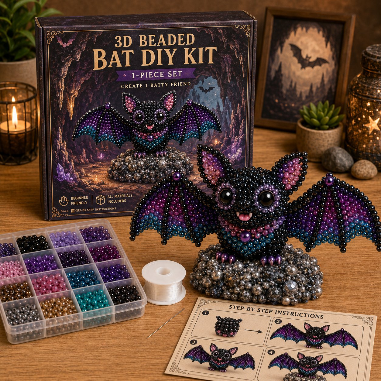 🧵✨ Kit fai da te per creare piccoli animaletti in 3D con perline