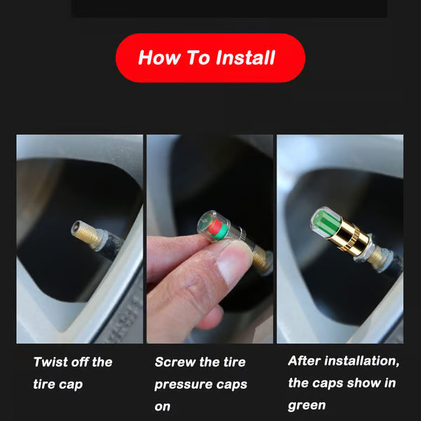 4 pezzi tappi per valvole di monitoraggio della pressione dei pneumatici dell'auto