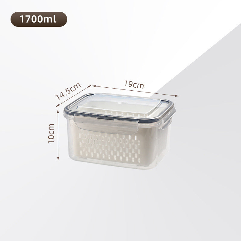 Scatola per la conservazione degli alimenti trasparente per la casa, con cestello di scarico incluso