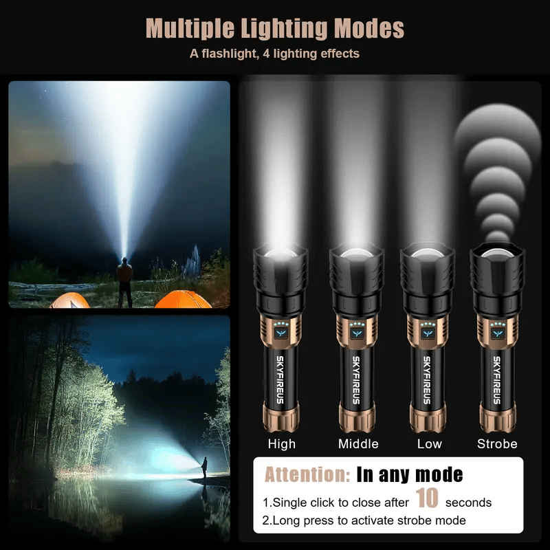 1097 torcia elettrica potente luce ultra brillante per esterni campeggio casa lunga portata portatile illuminazione ultra resistente
