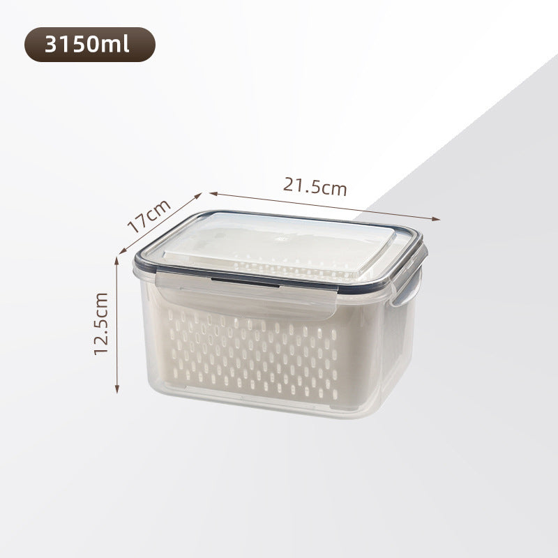 Scatola per la conservazione degli alimenti trasparente per la casa, con cestello di scarico incluso