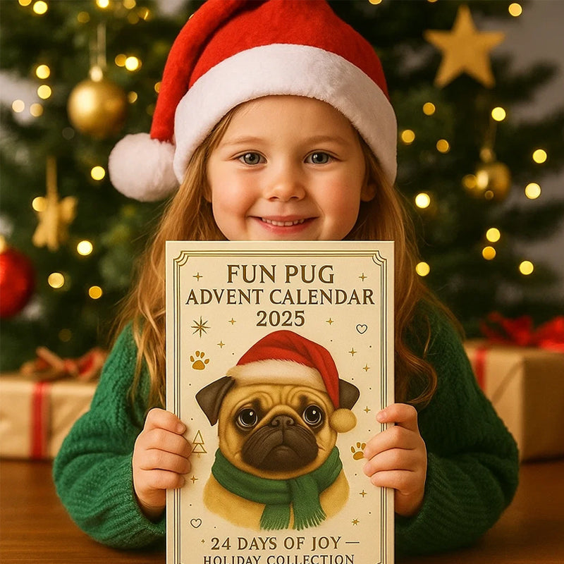 🐾🎄 Divertente calendario dell'Avvento Pug 2025