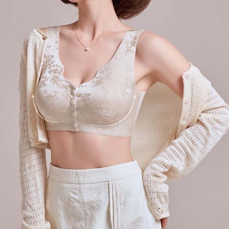 Reggiseno con chiusura frontale in jacquard goffrato