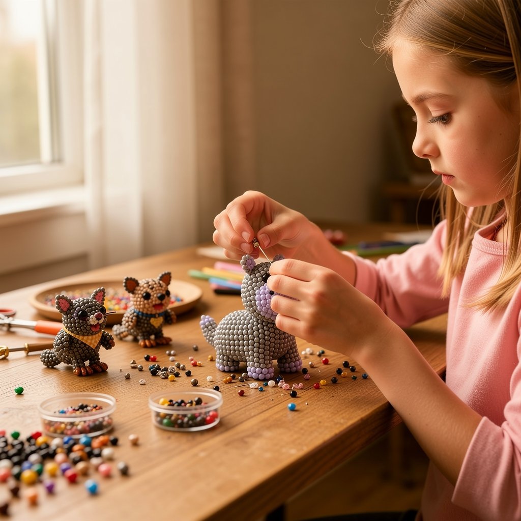 🧵✨ Kit fai da te per creare piccoli animaletti in 3D con perline