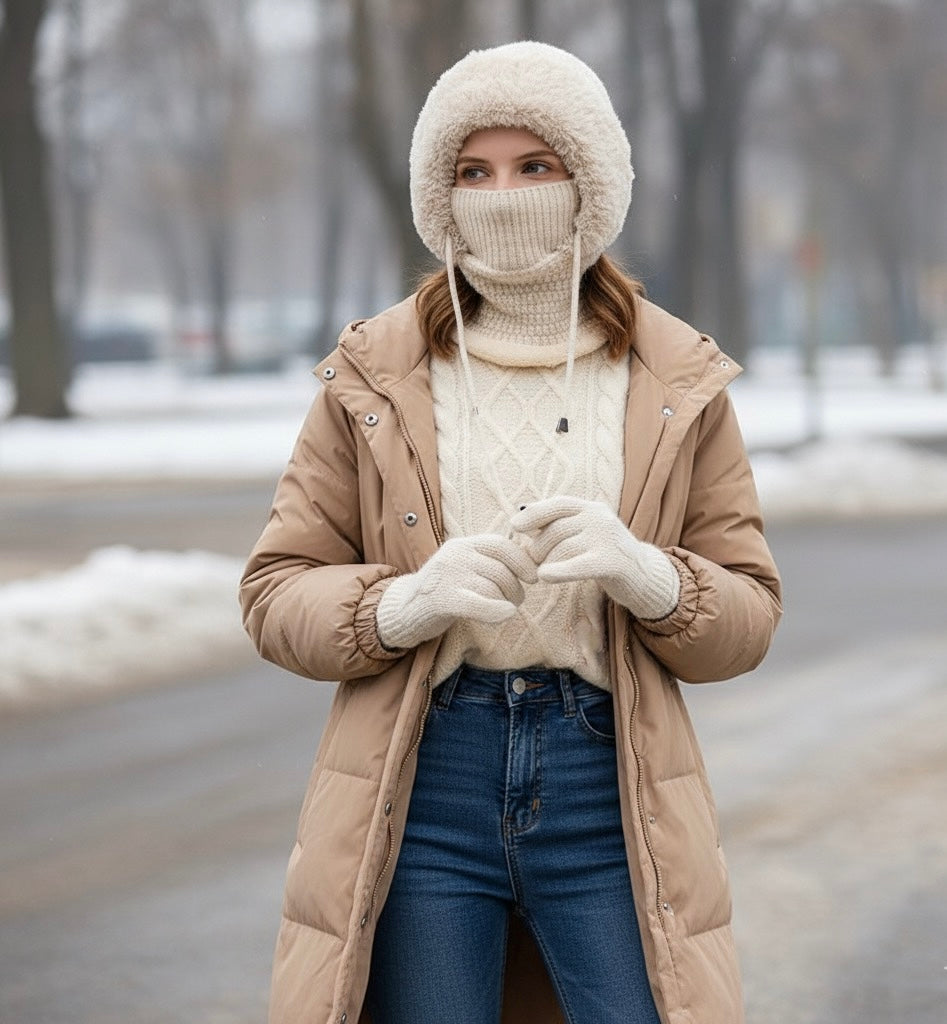 Berretto invernale 3 in 1: berretto, scaldacollo e coprifaccia in un unico capo