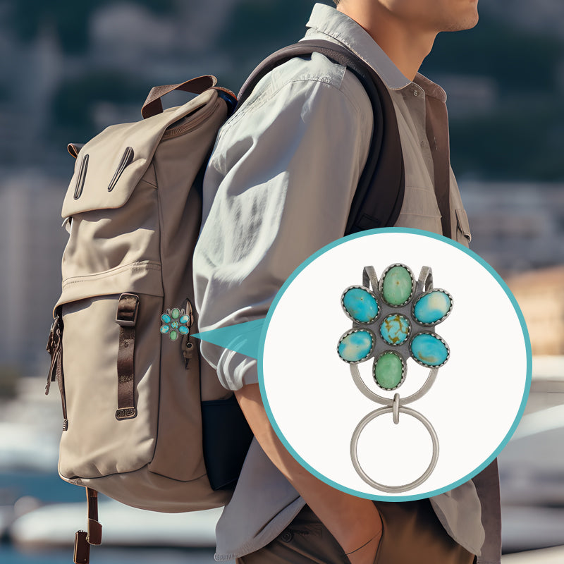 🌼 Portachiavi con clip per borsa Turquoise Bloom – Trova le tue chiavi con stile