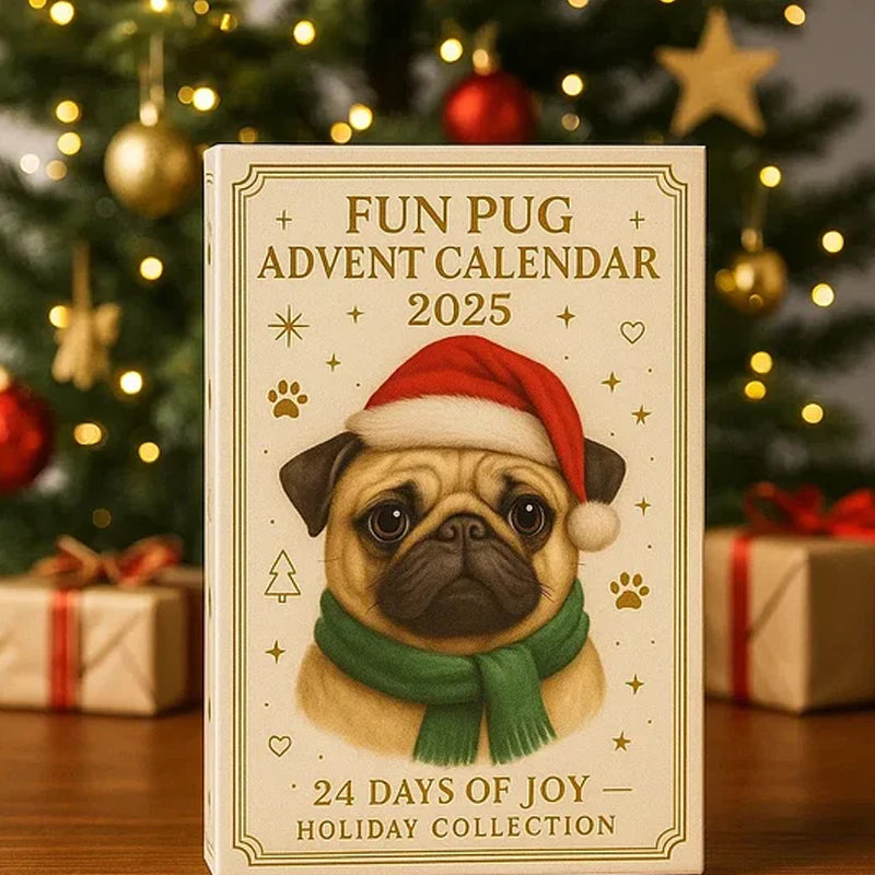🐾🎄 Divertente calendario dell'Avvento Pug 2025