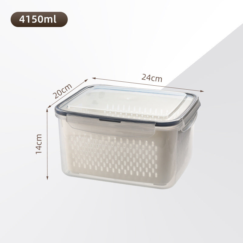 Scatola per la conservazione degli alimenti trasparente per la casa, con cestello di scarico incluso