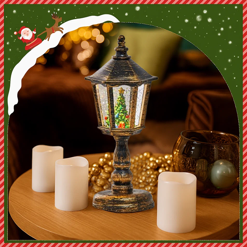 🎄Lanterna natalizia musicale con globo di neve illuminato