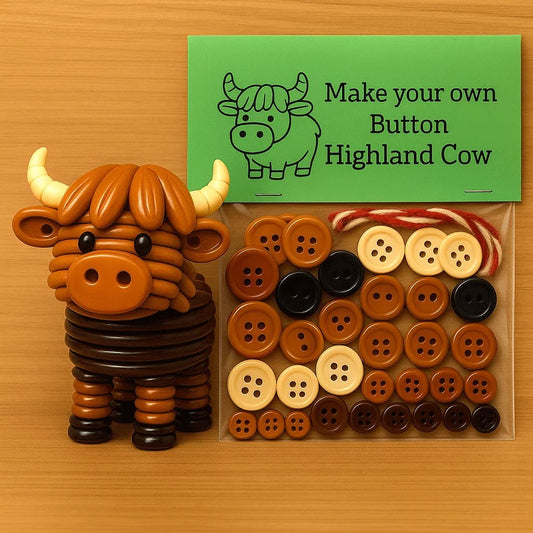 🔥50% OFF - Kit fai da te per realizzare un bottone con motivo animale delle Highlands: mucca