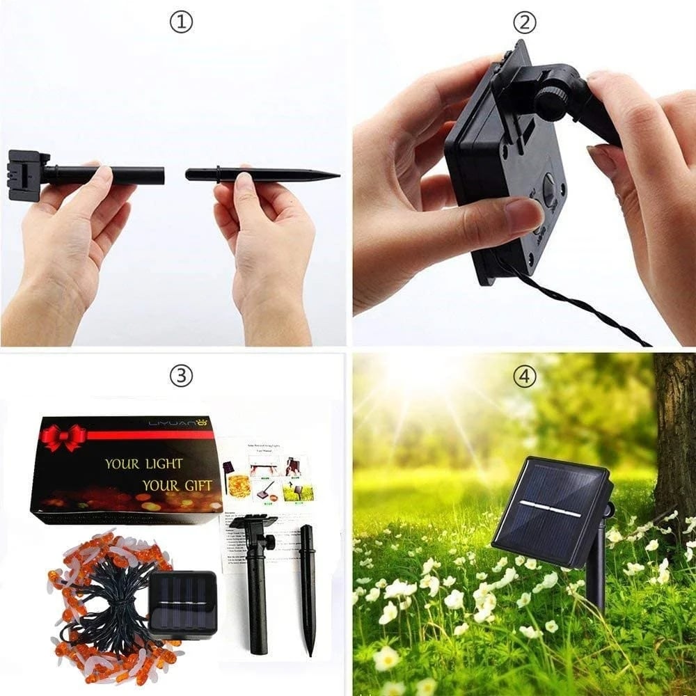 🐝Catene luminose a LED alimentate da pannelli solari