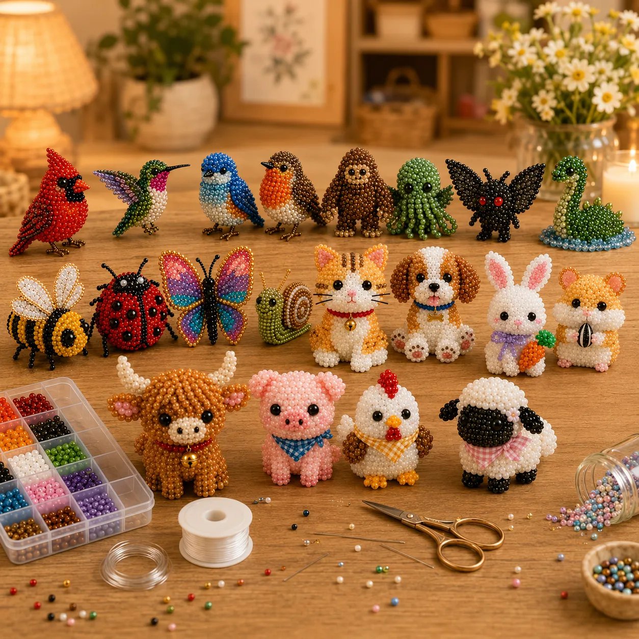 🧵✨ Kit fai da te per creare piccoli animaletti in 3D con perline