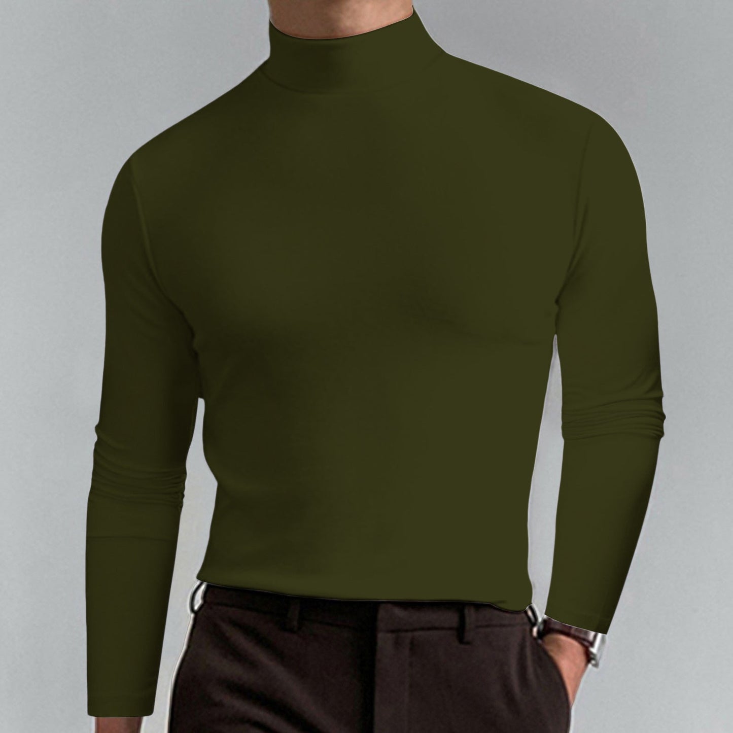 👕 SCONTO DEL 50% ORA! ✨ T-shirt slim fit da uomo con collo alto - Tessuto elastico e traspirante, stile moderno per la palestra o l'abbigliamento casual 🏃‍♂️📦