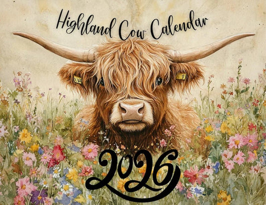 🐮Calendario Highland Cow 2026 – Decorazione rustica da parete per la casa di campagna e agenda mensile📅