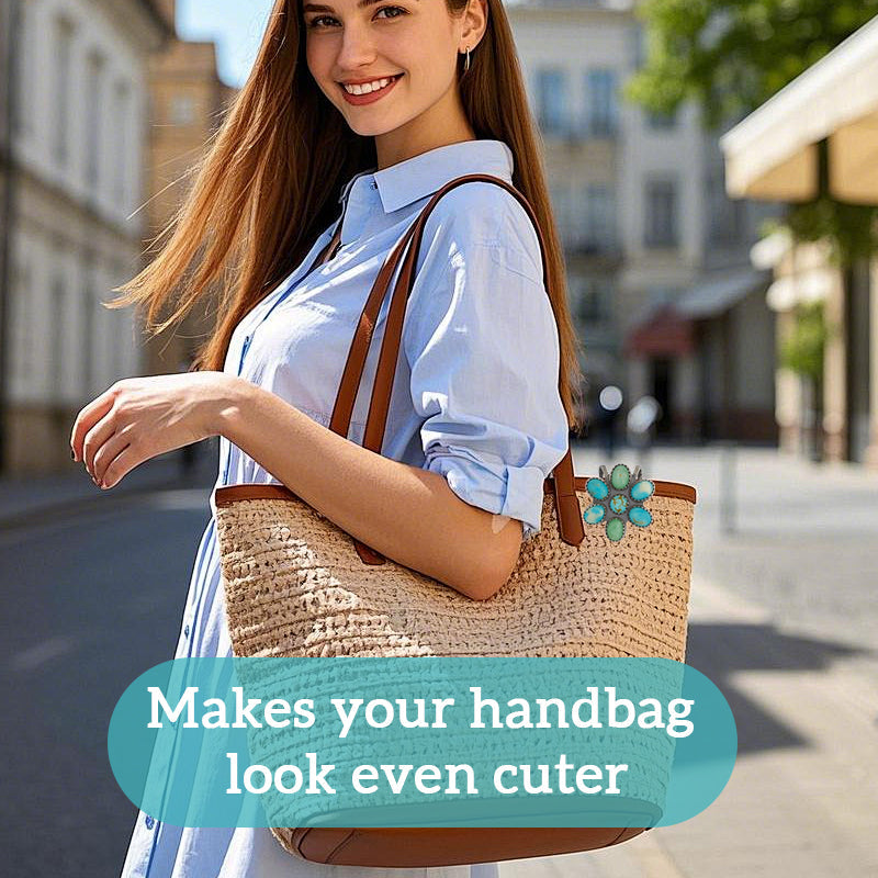 🌼 Portachiavi con clip per borsa Turquoise Bloom – Trova le tue chiavi con stile