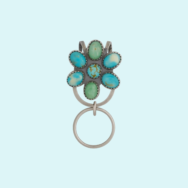 🌼 Portachiavi con clip per borsa Turquoise Bloom – Trova le tue chiavi con stile